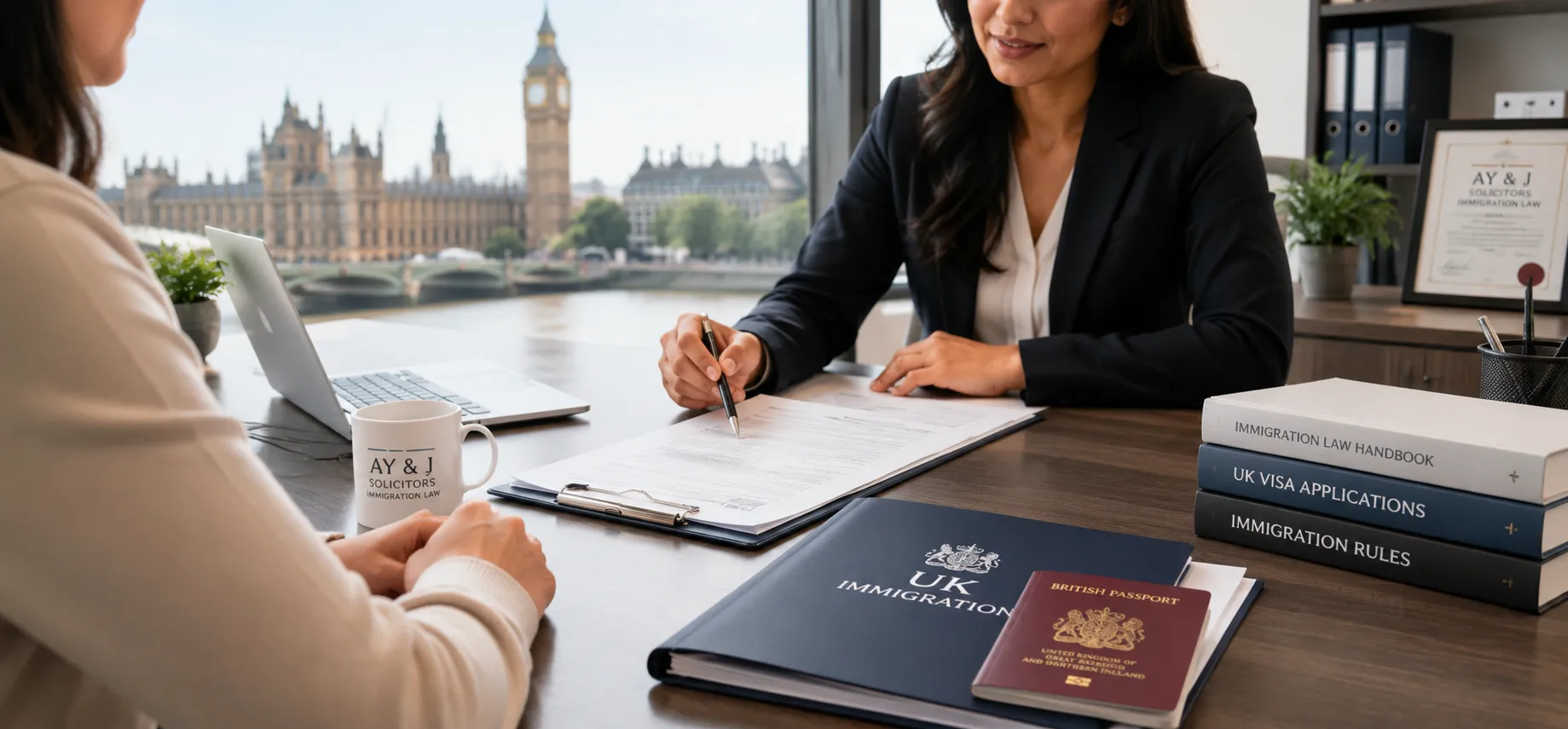 UK immigration documents being reviewed during careful case preparation