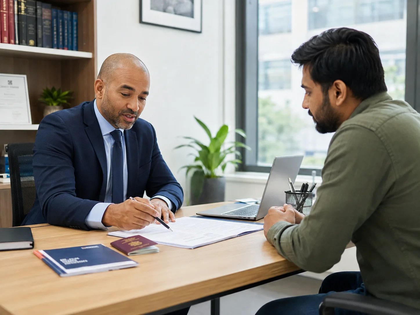 Applicant reviewing employment and sponsorship documents for a UK Skilled Worker visa application
