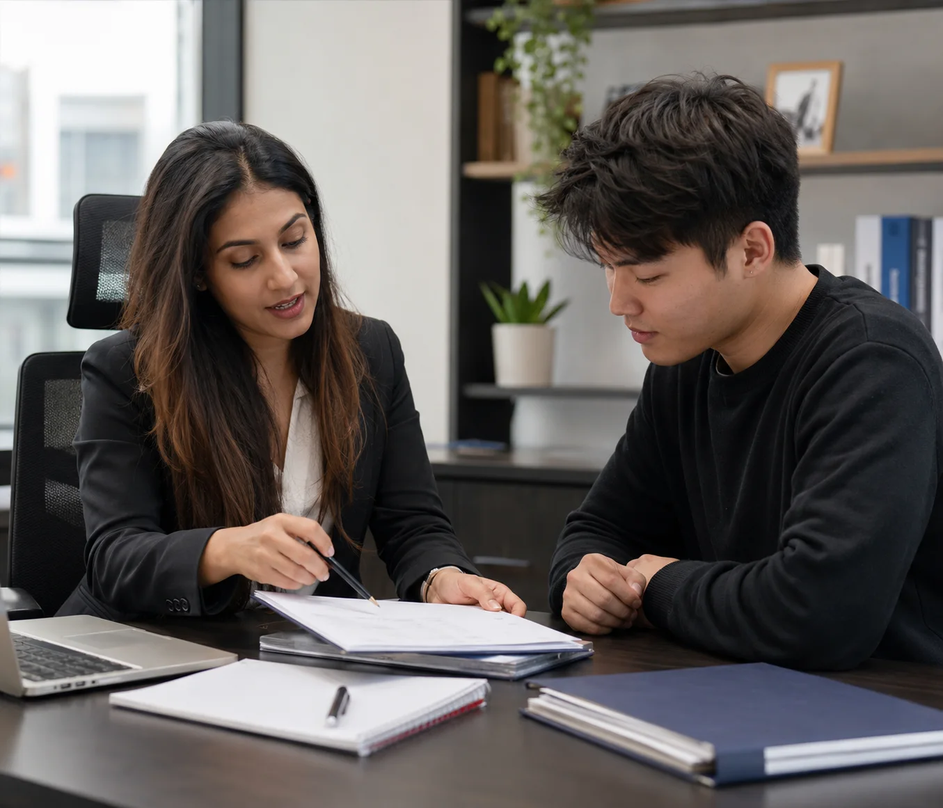 International student organising university, financial and identity documents for a UK Student visa application
