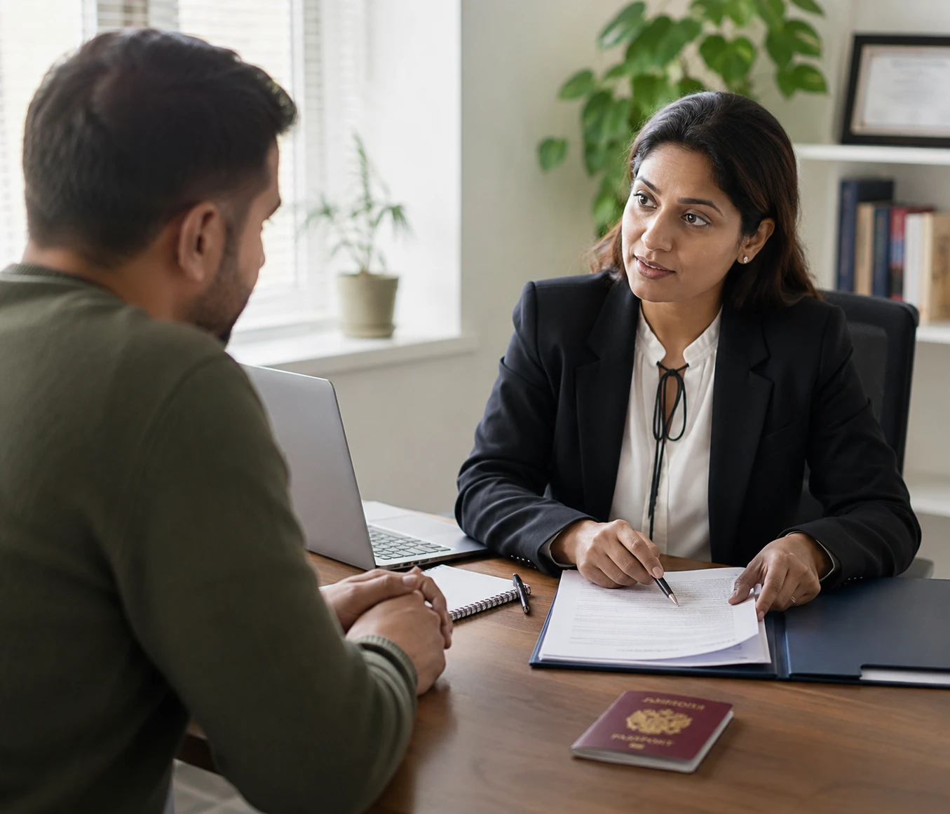 Traveller organising itinerary, financial and accommodation evidence for a UK visitor visa application